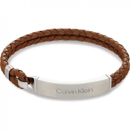 Calvin Klein men's bracelet 35000405 stainless steel brown leather
