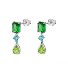 Lotus Silver Colors long earrings LP3566-4/3 with green tone zircons