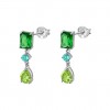 Lotus Silver Colors long earrings LP3566-4/3 with green tone zircons