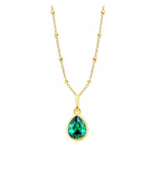 Collar Lotus Silver colors mujer plata dorada y piedra verde LP3563-1/5