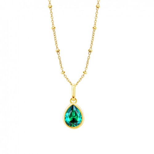 Collar Lotus Silver Sinfos mujer plata dorada y piedra verde LP3563-1/5