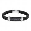Braçalet Lotus Style LS2286-2/1 home en acer negre i cuir negre