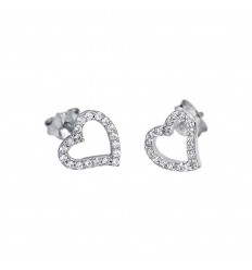 Lotus Silver Moments heart earrings LP1519-4/1 silver white zircons