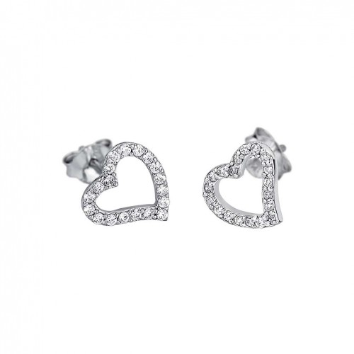 Lotus Silver Moments heart earrings LP1519-4/1 silver white zircons