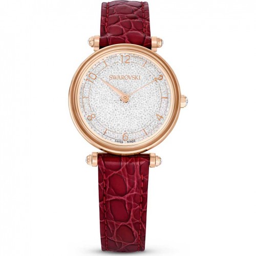 Swarovski Crystalline Wonder watch rose gold red leather strap 5656905