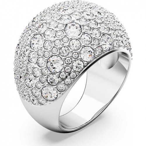 Anell de còctel Swarovski Luna 5677133 vidres blancs bany de rodi