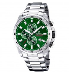 Reloj Festina hombre Chrono Sport F20463/3 esfera verde correa de acero