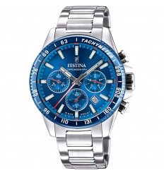 Festina men watch timeless chronograph F20560/3 blue dial steel bracelet