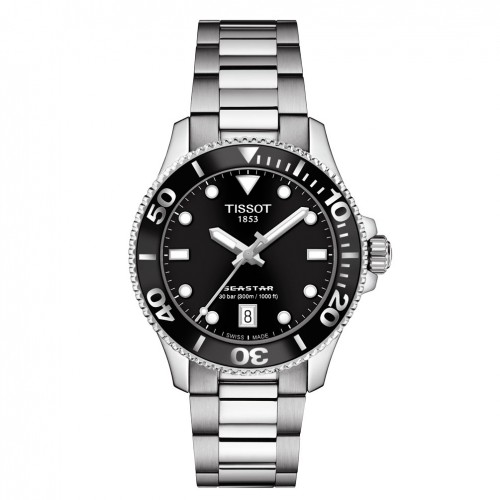 Tissot Seastar 1000 36mm esfera negra brazalete acero T1202101105100