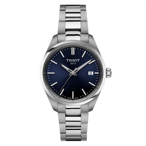 Tissot PR100 Classic 34mm esfera azul brazalete acero T1502101104100