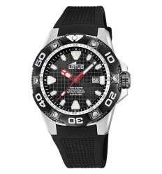 Reloj Lotus Diver hombre esfera negra 45mm correa caucho 18927/D
