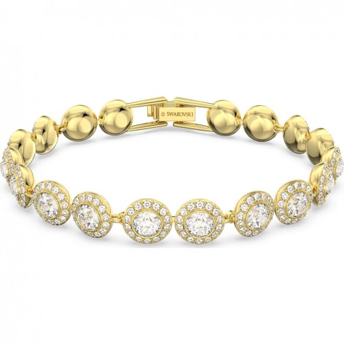 Pulsera Swarovski Angelic talla redonda pavé blanco tono dorado 5505469