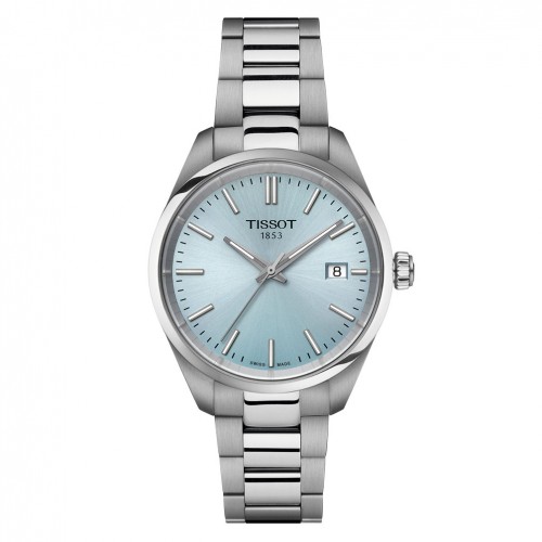 Reloj Tissot PR100 34 mm azul hielo brazalete acero T1502101135100