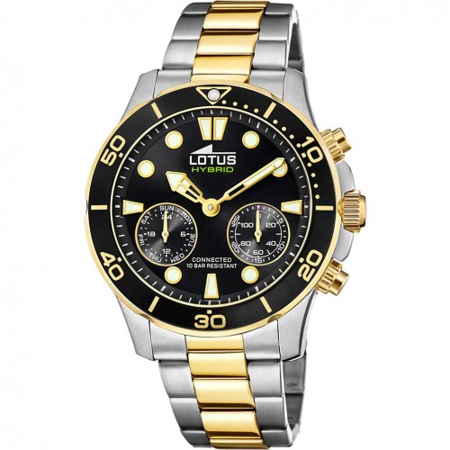 Reloj de hombre Lotus conectado con esfera negra 18801/2 correa acero