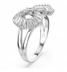 Anell Hyperbola Swarovski pavé símbol infinit blanc i rodi