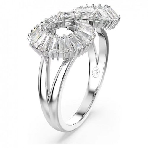 Anillo Hyperbola Swarovski pavé símbolo infinito blanco rodio