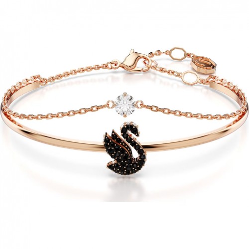 Braçalet Swarovski Swan cigne negre bany to oro rosa 5678048