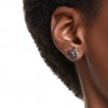Swarovski Swan stud earrings black crystals rose gold plated 5684608