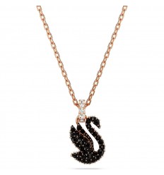Colgante Swarovski Iconic Swan pequeño negro tono oro rosa 5678046
