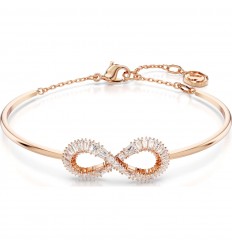 Brazalete Swarovski Hyperbola infinito blanco tono oro rosa 5679443