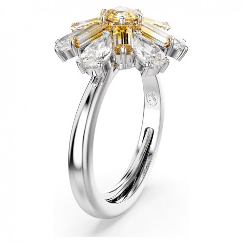 Anillo cóctel Swarovski Idyllia flor amarillo baño rodio 5689087