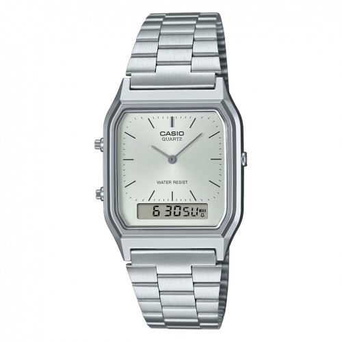 Casio analogic digital watch AQ-230Q-7DMQYES white dial steel bracelet