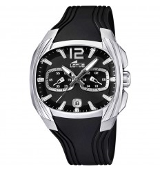 Reloj Lotus Doom cronometro 15756/D esfera negra correa de caucho