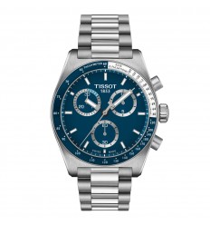 Tissot PR516 chronograph watch T1494171104100 blue dial steel bracelet