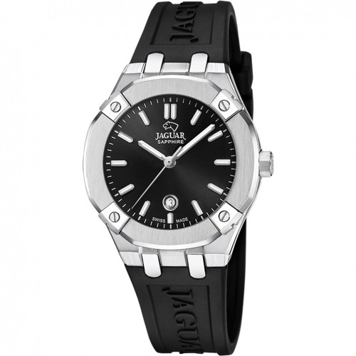 Reloj Jaguar Diplomatic J1017/2 mujer esfera negra correa silicona