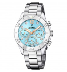 Reloj Festina mujer cronógrafo esfera azul brazalete acero F20603/4