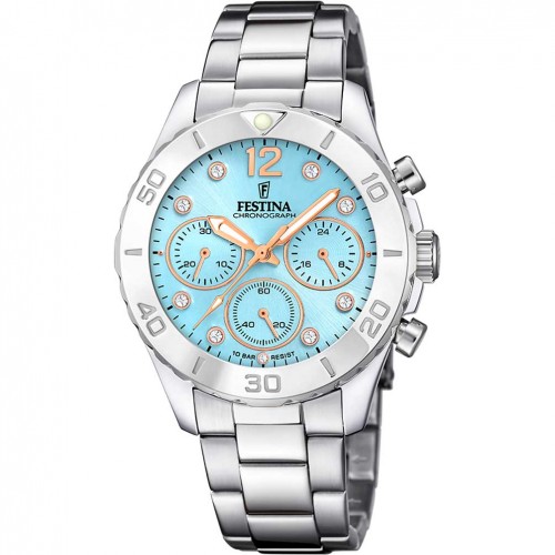Rellotge Festina dona cronògraf esfera blava braçalet acer F20603/4