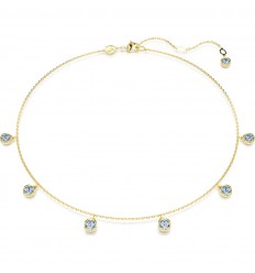 Collar Imber Swarovski talla redonda azul baño tono oro 5688246