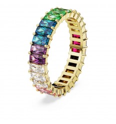 Swarovski Matrix ring baguette cut multi-colored gold tone plated