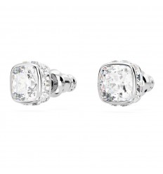Arracades Birthstone Swarovski 5661957 talla quadrada blanc bany rodi