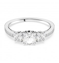 Anell Swarovski Attract Trilogy talla rodona blancs to platejat