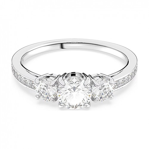 Anillo Swarovski Attract Trilogy talla redonda blancos tono plateado