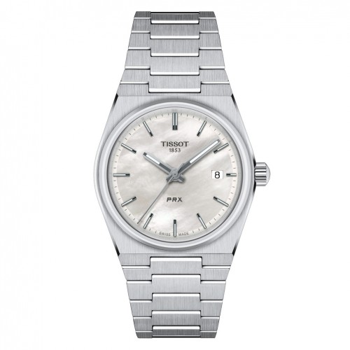 Tissot PRX 35 mm watch mother of pearl dial steel strap T1372101111100