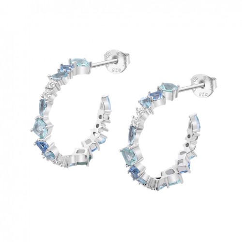 Lotus Silver Colors hoop earrings silver colored zircons LP3637-4/1