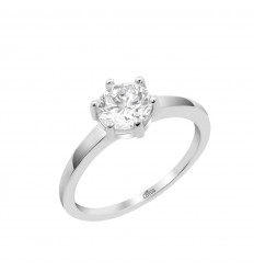 Lotus Silver Glam solitaire ring silver and white zirconia LP3740-3