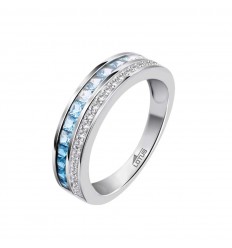Anillo Lotus Silver Glam plata y circonitas azules y blancas LP3730-3