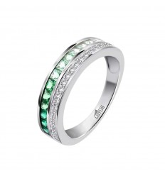 Anillo Lotus Silver Glam plata y circonitas verdes y blancas LP3730-3