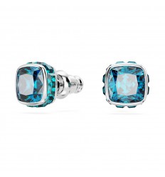 Pendientes Birthstone Swarovski 5660796 talla cuadrada azules baño rodio