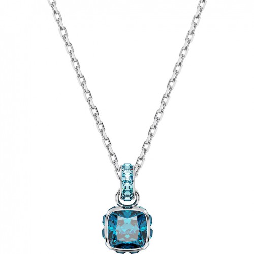 Penjoll Birthstone Swarovski 5651707 talla quadrada blau bany rodi