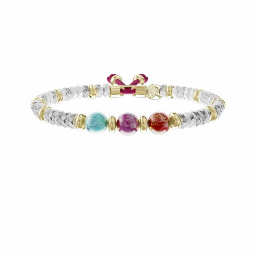 Kidult Philosophy elastic bracelet in gold steel with stones ES732315