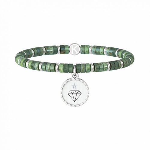 Pulsera elástica Kildult Friendship en acero jaspe verde ES732008