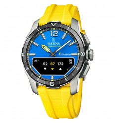 Reloj Festina Connected D F23000/8 esfera azul correa silicona amarilla
