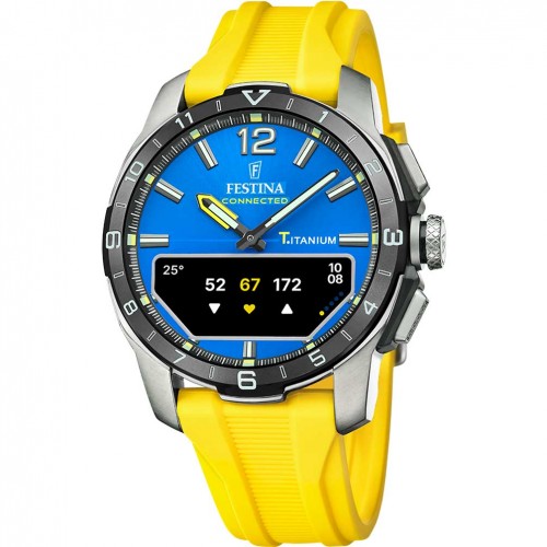 Festina connected D watch F23000/8 blue dial yellow silicone strap