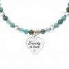 Kidult family bracelet blue and green stones heart pendant 732216