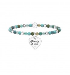 Kidult family bracelet blue and green stones heart pendant 732216