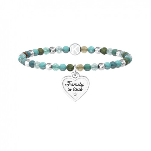 Kidult family bracelet blue and green stones heart pendant 732216
